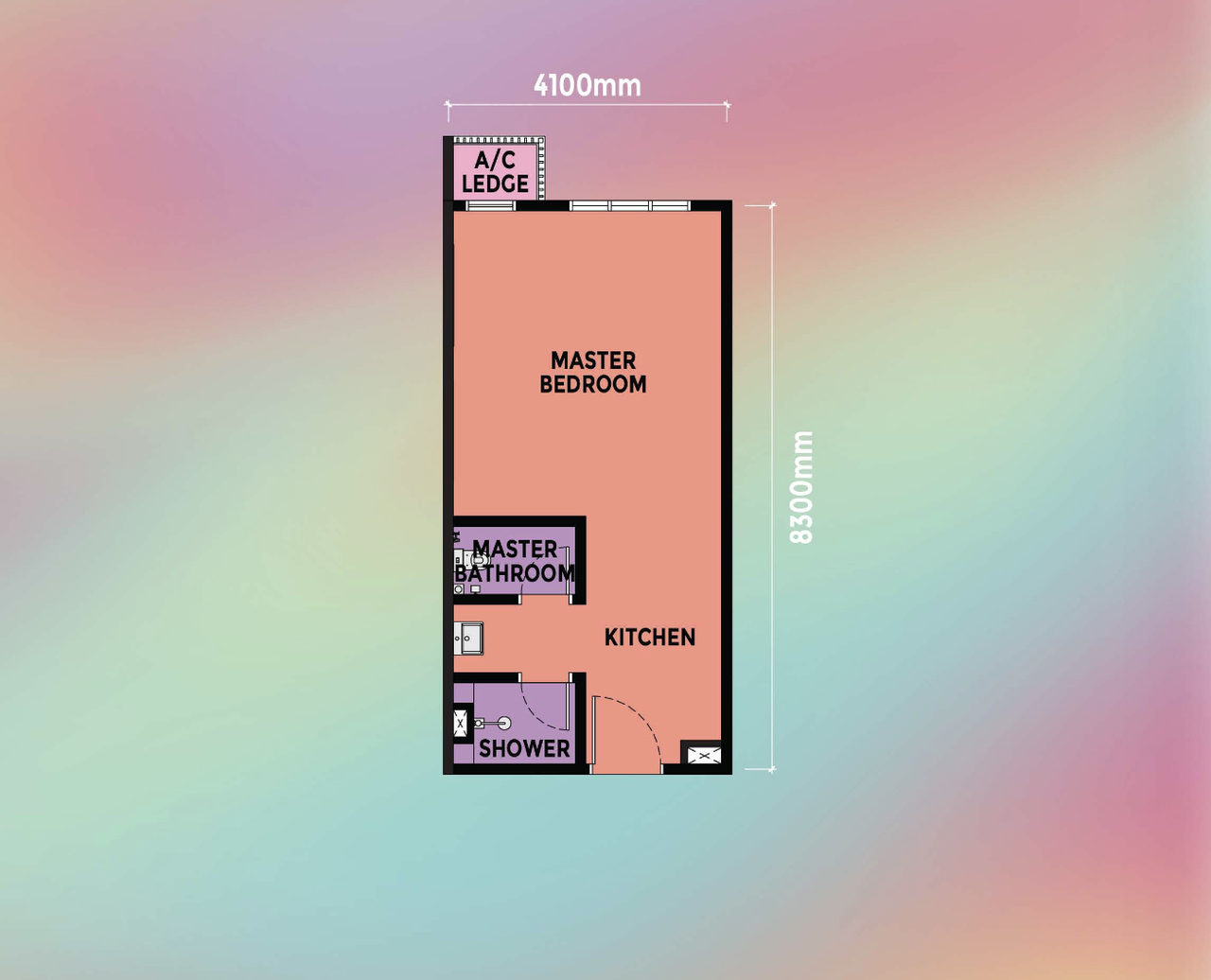 Studio layout plan for Axis Tower at Causewayz Square @ JBCC, with approximately 366 sq.ft. built-up area.
